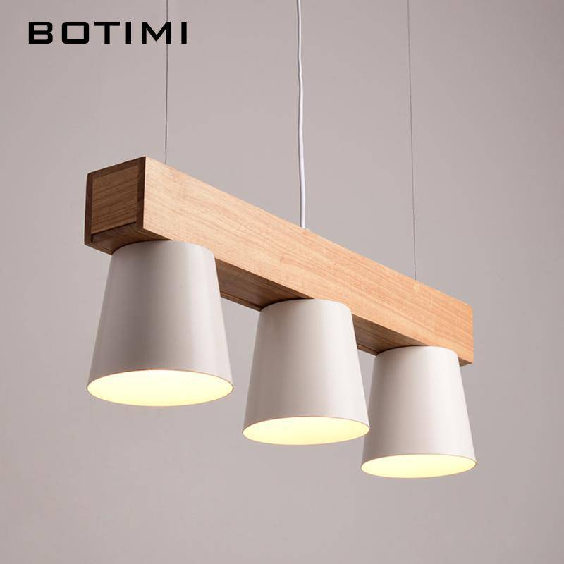 Suspension design en bois avec abat-jour grillagé Suspension avec poutres  en bois 5 flammes, métal