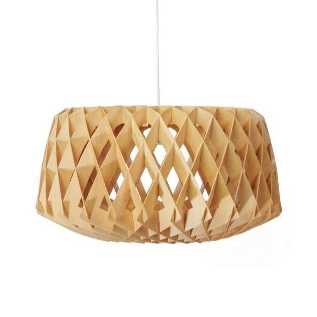 Suspension moderne LED en forme de cage en bois style scandinave