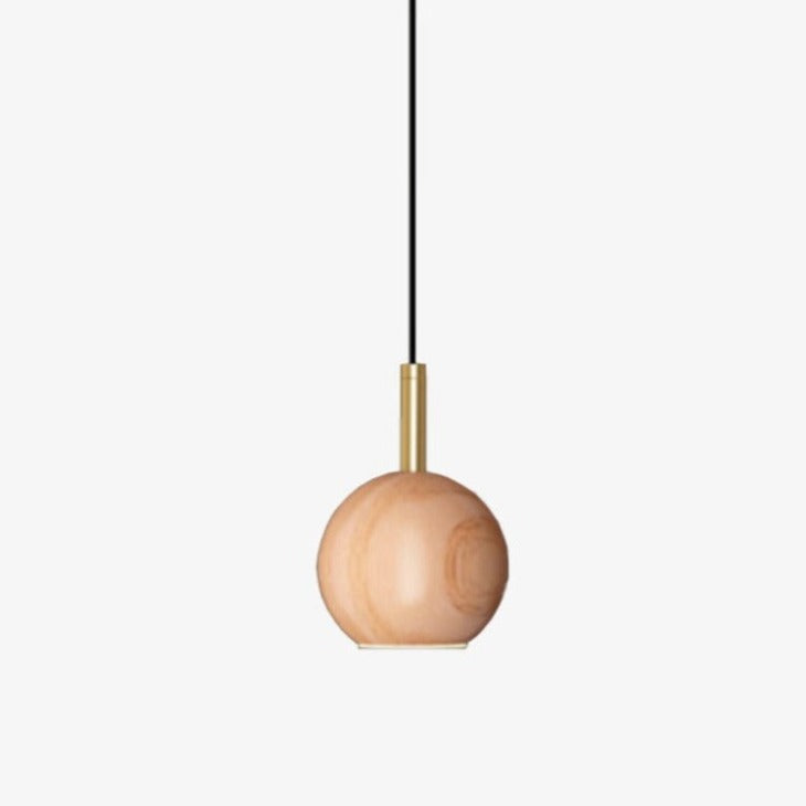 Suspension design avec abat-jour en bois arrondi ornez